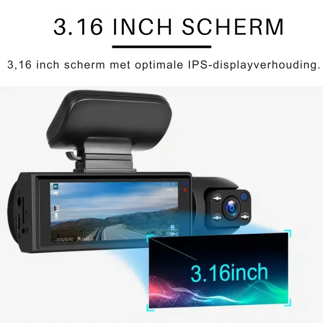 170°-Weitwinkel-Dashcam mit 1080p-Doppelobjektiv 